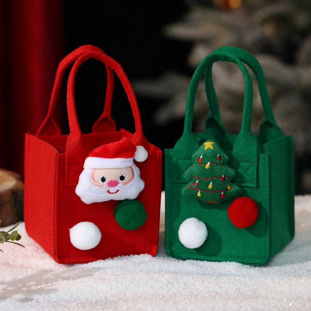 Cartoon Mini Felt Candy Bag Cute Xmas Snacks Handbag Christmas Candy Bag Kindergarten