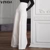 Spring Autumn Women High Waist Straight Baggy Long Office Pants
