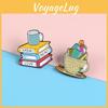 Enamel Coated Alloy Coffee Cup And Book Brooch For Eye-catching Fashion Accessories