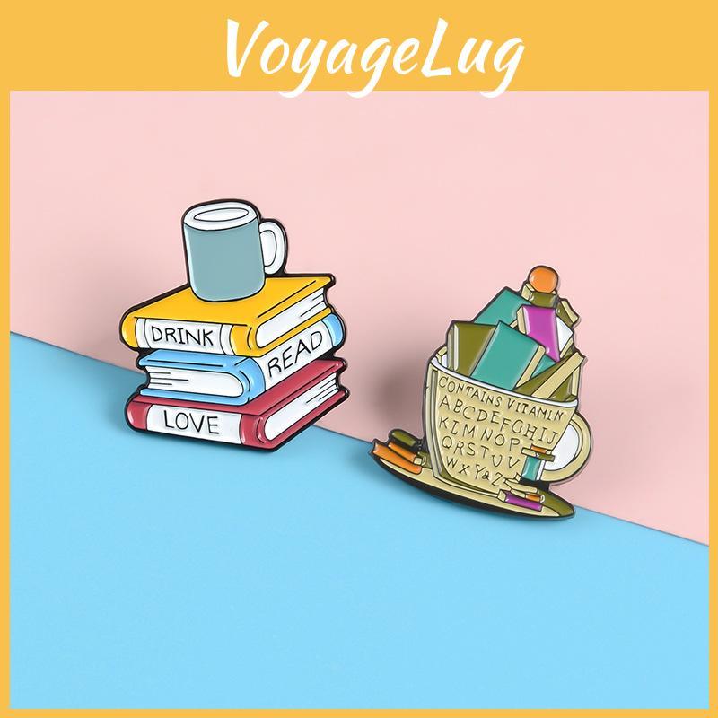 Эмалированная брошь из сплава в виде кофейной чашки и книги для привлекательных модных аксессуаров
