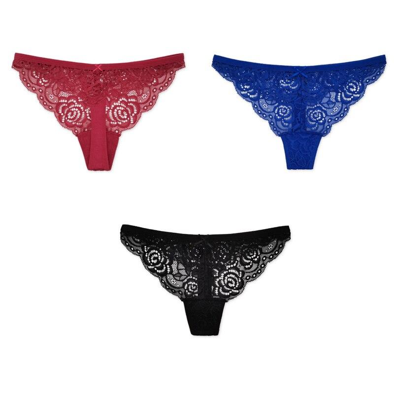 3Pcs/Set Julexy Big Thongs Lace Sexy Women Panties Solid Plus Size Hollow Out Underwear G-string 1XL-4XL Lingerie for Women