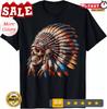 Native American Indian Chief Skull Motorcycle Headdress T-Shirt, Unisex Tee