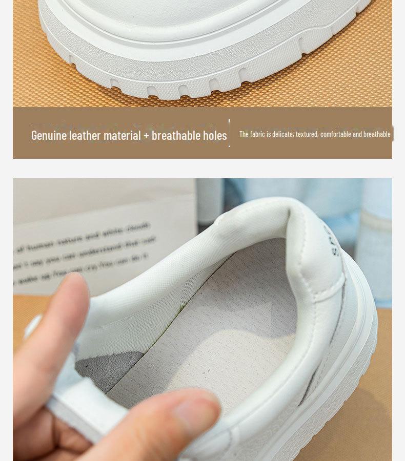 Белые женские туфли из натуральной кожи, размеры 41-43, толстая мягкая подошва для широкой стопы, удобная плоская конструкция.