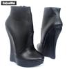 18CM High Wedge Heel Boots Zip BDSM Platform Ankle Boots Sexy Fetish Runway Rock Star Night Club Goth Punk Shoes