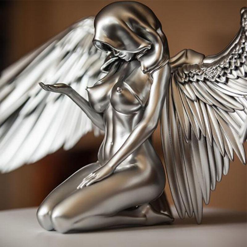 New Art Angel Goddess Statue Wings Cloak Cap Indoor Home Decoration Desktop Decoration Bedroom Decoration Figure