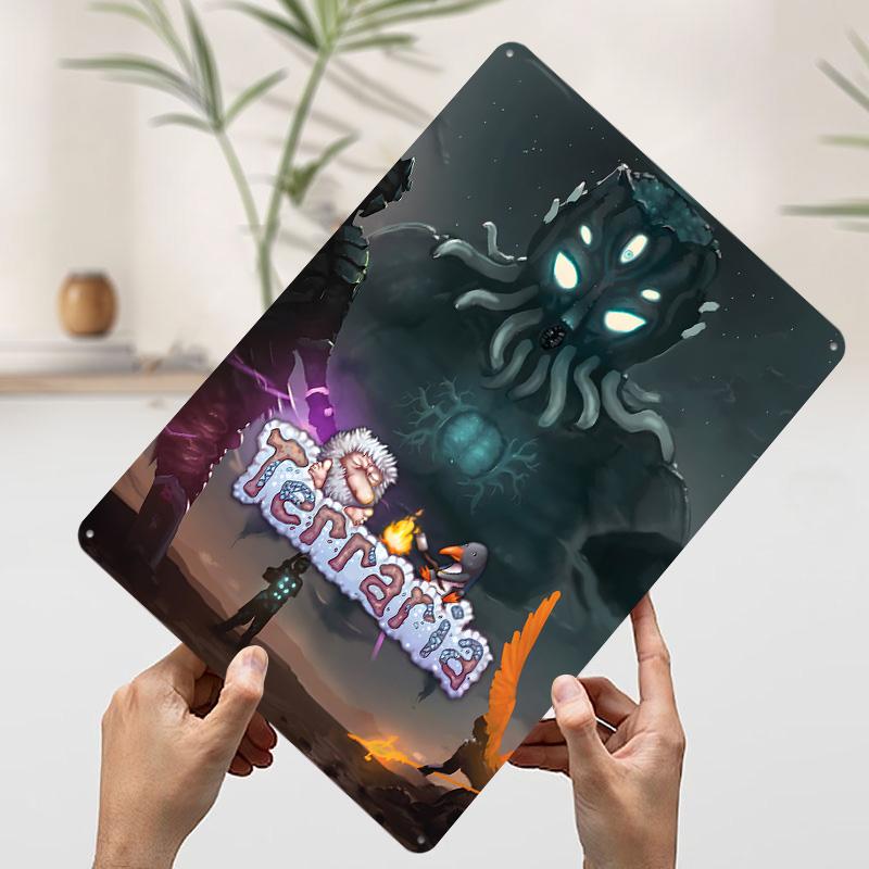 Terraria Game Cover Art Tinplate Poster Customized Wall Art Vintage Retro Metal Signs for Room Decoration Home Decor Items Plate