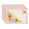 Pink Sunflowers Butterfly Spring Placemats Set of 4, 12x18 Inch Seasonal Summer Holiday Table Mats for Party Kitchen Dining Decoration