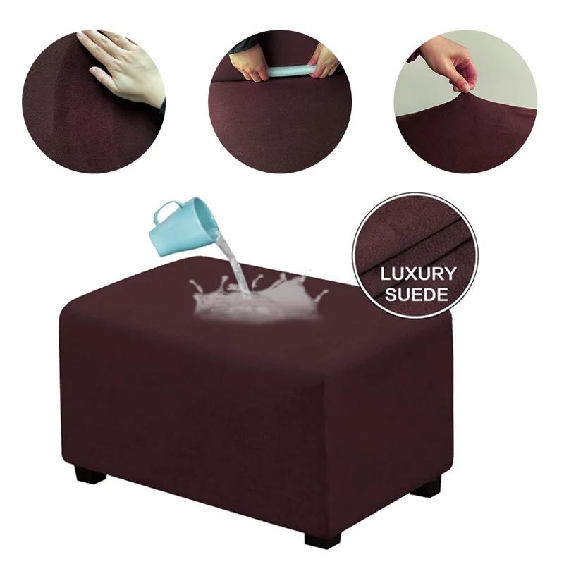 Waterproof Suede Velvet Stool Ottoman Cover Slipcover for Sofa Footstool Home Room Decor Step Stool Covers