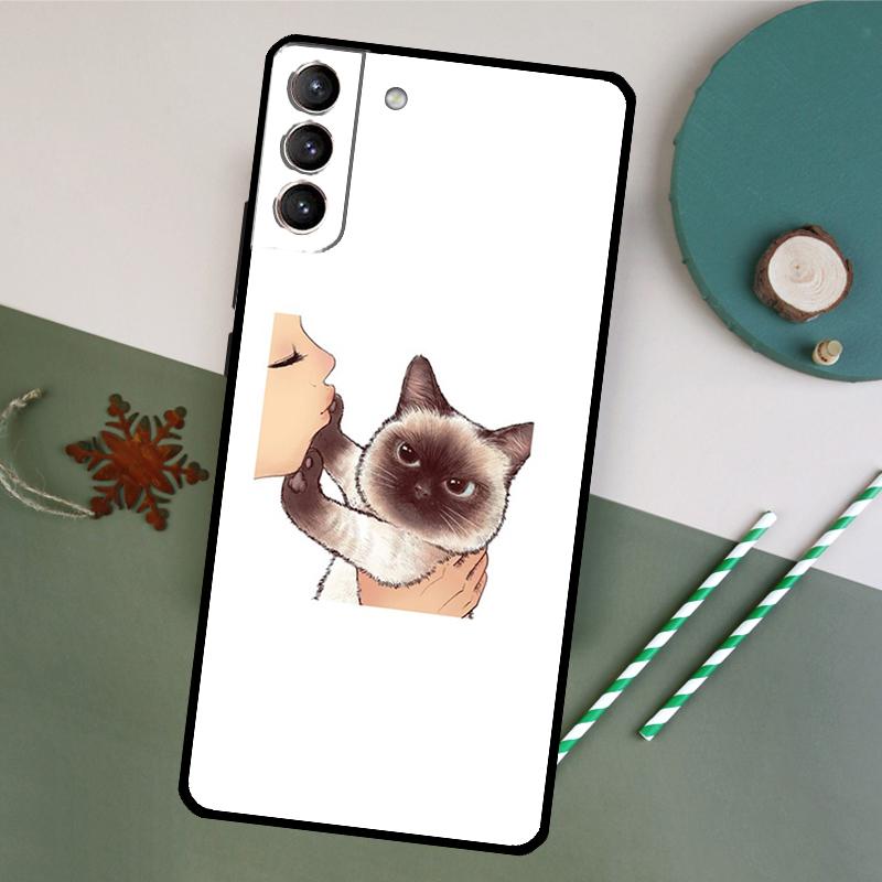 Чехол-накладка с рисунком милого котенка с поцелуем для Samsung Galaxy S26 S25 Ultra S20 S21 S22 S23 S24 S10 Plus S25 FE