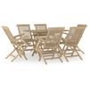7 Piece Gray Garden Dining Set Solid Teak Wood