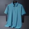 Ice Silk Polo Shirt Men's Short Sleeve Large Thin T-shirt Cool Relaxed Polo Neck Half Sleeve T-shirt Solid Color Shirt