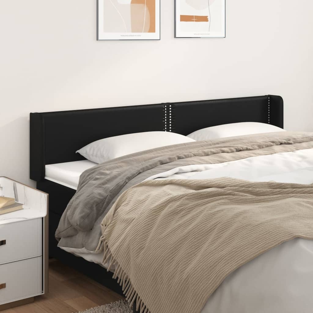 Headboard with Ears Black 183 x 16 x 78 88 cm Faux Leather