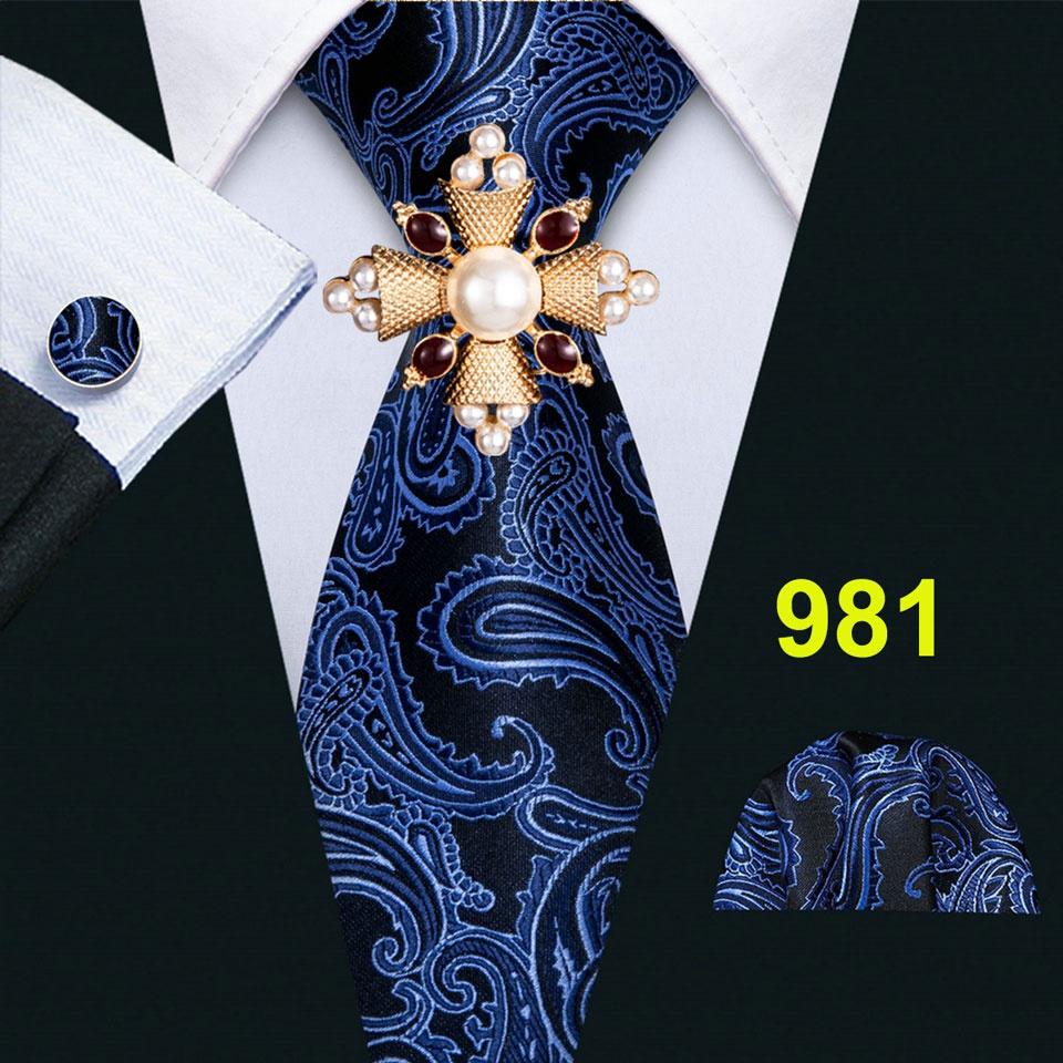 Barry.Wang солидный набор галстук с брошью и запонками,для мужчин