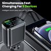 NEW Upgraded Retractable Car Charger 5 In 1, 69W Fast Charging PD30W+2.4A Voltage Display Dual Cables for iPhone & Android