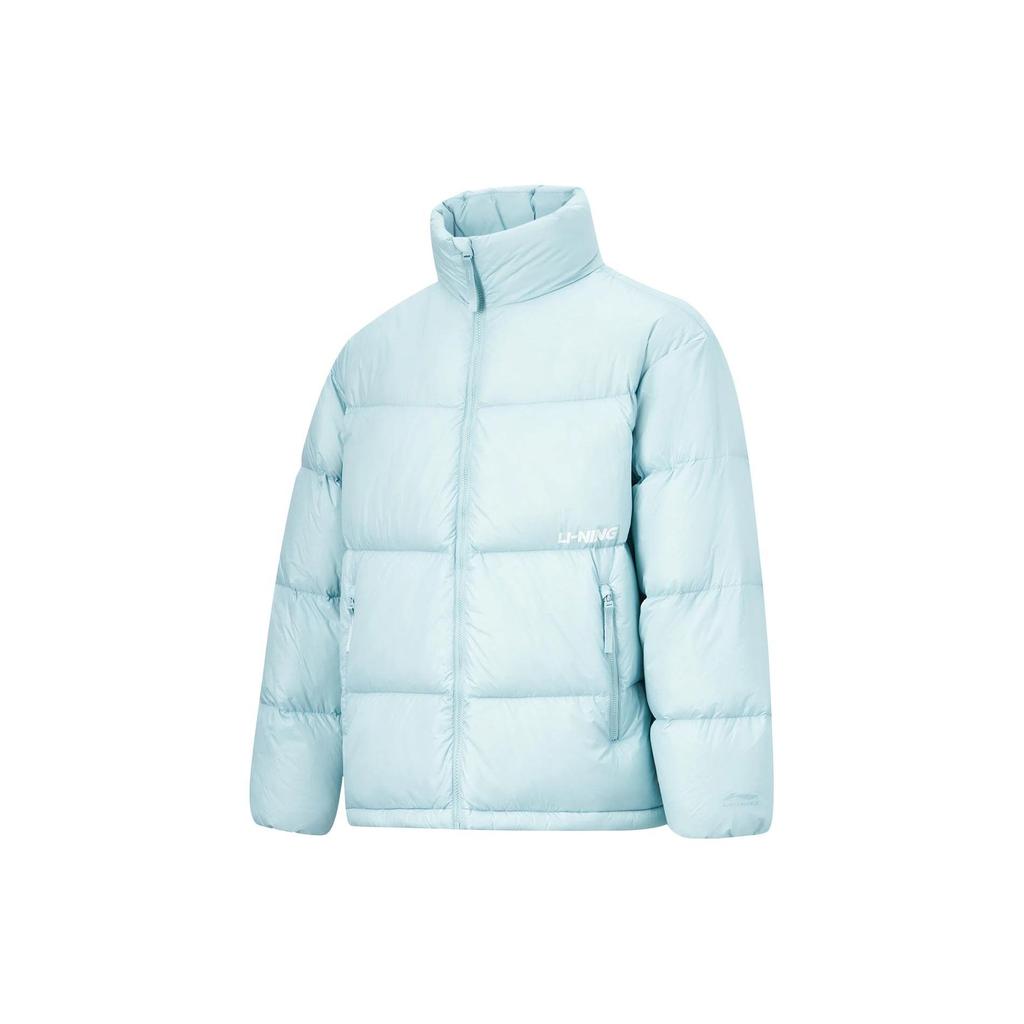 Li Ning Sports Lifestyle Series Letter Logo Межсезонье Запасной Принт Ветровка Свободный Короткий Пуховик Унисекс Куртка Светло-Голубая AYMT349-4