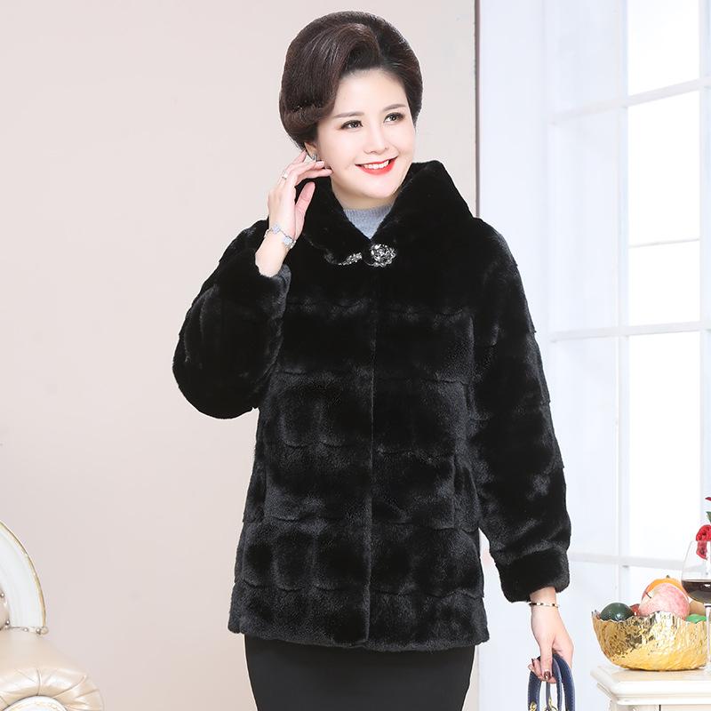 Новая шуба с капюшоном, шуба из искусственного норкового меха, одежда для мам средней и длинной длины, шуба из искусственного норкового меха, женская одежда среднего и пожилого возраста