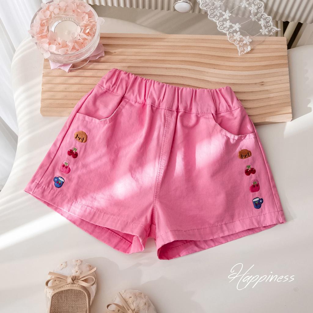 Летние повседневные брюки для девочек, корейские мультяшные шорты с вышивкой, милые шорты для девочек, летние брюки
