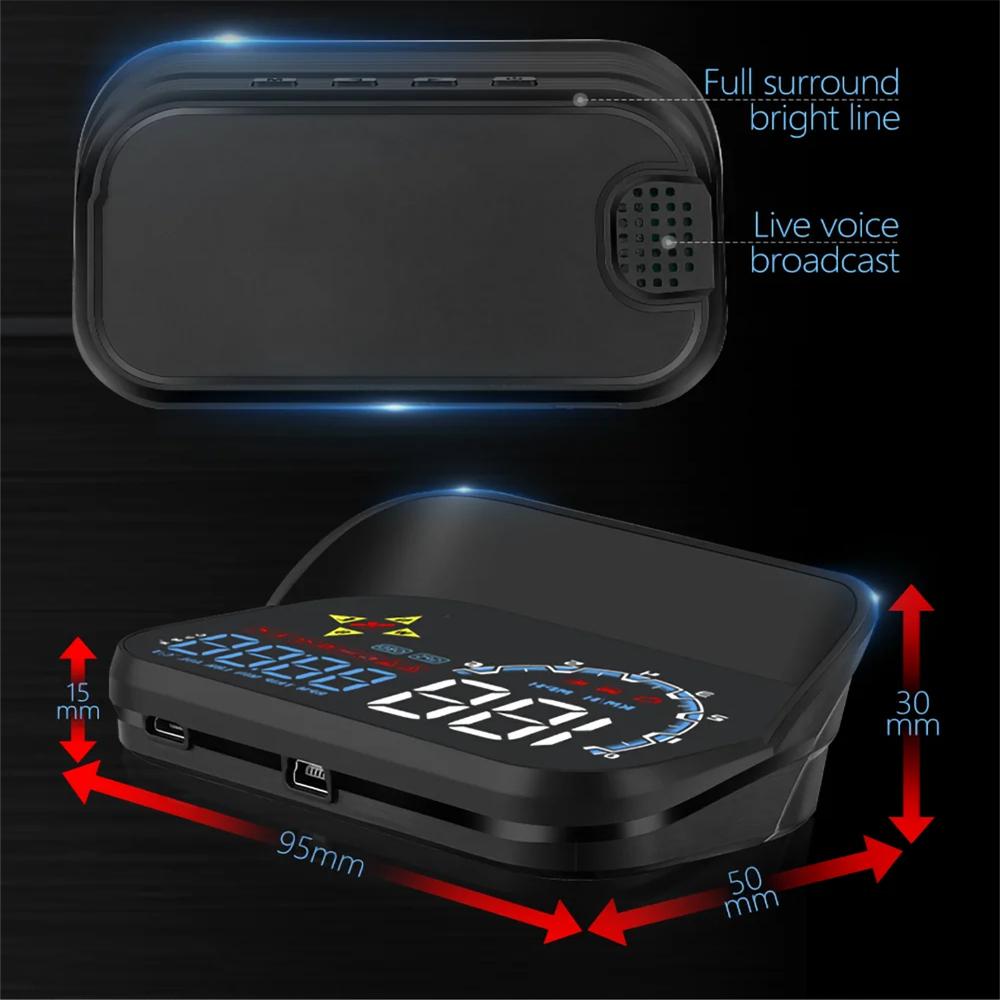M20 Head Up Display Car Universal Dual System 3,5 дюйма HUD, спидометр OBD2 GPS интерфейс, скорость миль/ч, обороты двигателя, компас, предупреждение о превышении скорости