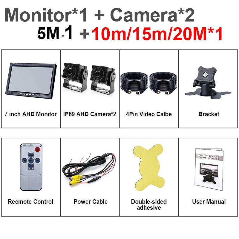 2CH 1920*1080P 7-дюймовый IPS экран для автомобиля, грузовика, автобуса, AHD DVR-монитор с цифровым видеорегистратором для передней и задней камеры заднего вида