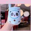Plush Cartoon Panda Rabbit Fruit Milk Tea Cup Tea Cup Keychain With Silver Keyring For Kids And Collectors