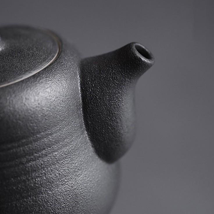 280ml Ceramic Teapot with Handle Chinese Style Black Clay Kung Fu Tea Set