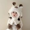 Movable Ears Capybara Hooded Scarf Windproof Plush Hat Scarf Set  Boys/girls