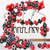 Casino Party Decorations 95pcs Game Night Balloons Garland Poker Banner Las Vegas Party Decorations Poker Black Red Casino Mylar Balloons Casino Birth