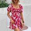 Women's Stylish Clothing Summer Women's Retro Square Collar Dress Beach Vacation Casual Dresses