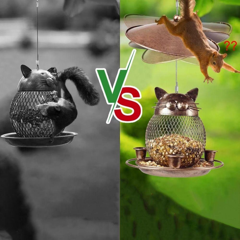 Cat-Shaped Parrot Feeding Station Squirrel-proof Bird Water Bowl Bird Feeder Garden