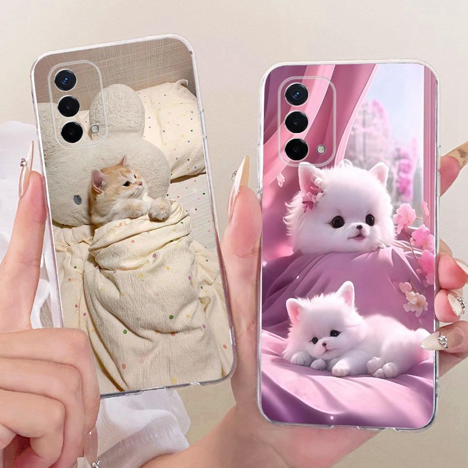Cartoon Cat Dragon Animals Painting Casing For Oppo A74 4G 5G Global Oppo A95 4G Back Cover Clear Soft TPU Silicone Phone Case