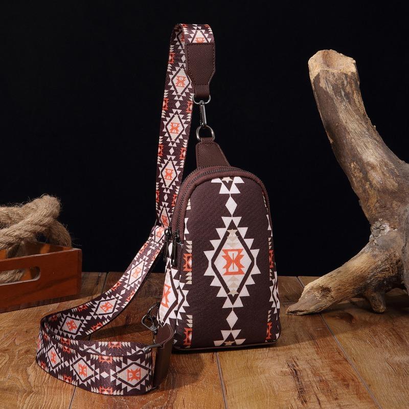 Винтажная богемная женская сумка-клатч с принтом на холсте, сумка через плечо на груди