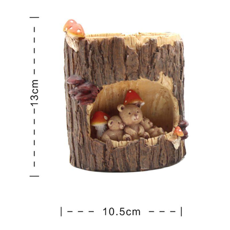 Милые горшки для суккулентов Горшок Кашпо Животное Растения с дренажным отверстием Пень Дерева Подставка для ручек Сад Дом Настольное украшение