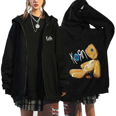 Korn Рок Толстовки МИРОВОЙ ТУР Толстовки на молнии Korn Рок Металл Куртки на молнии Флисовые Куртки Оверсайз Пальто Хип-хоп Уличная одежда