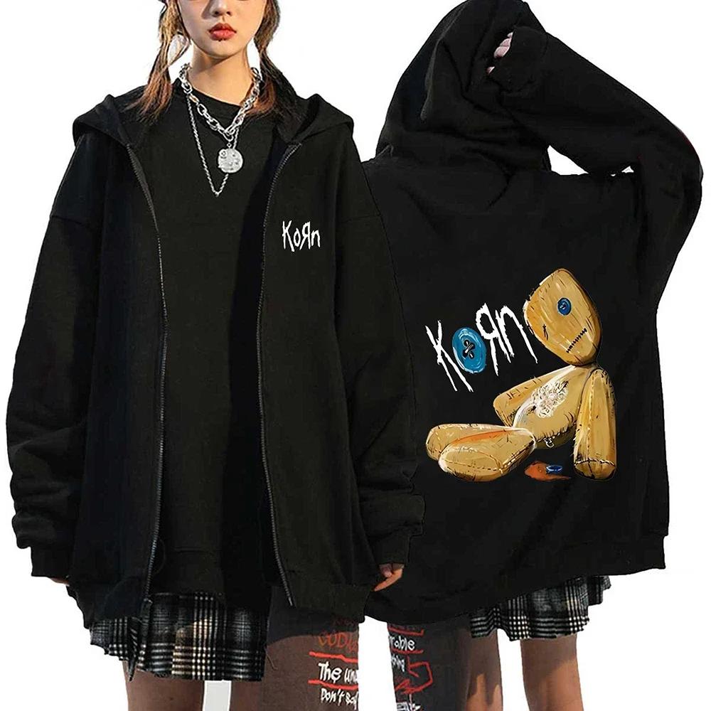 Korn Рок Толстовки МИРОВОЙ ТУР Толстовки на молнии Korn Рок Металл Куртки на молнии Флисовые Куртки Оверсайз Пальто Хип-хоп Уличная одежда