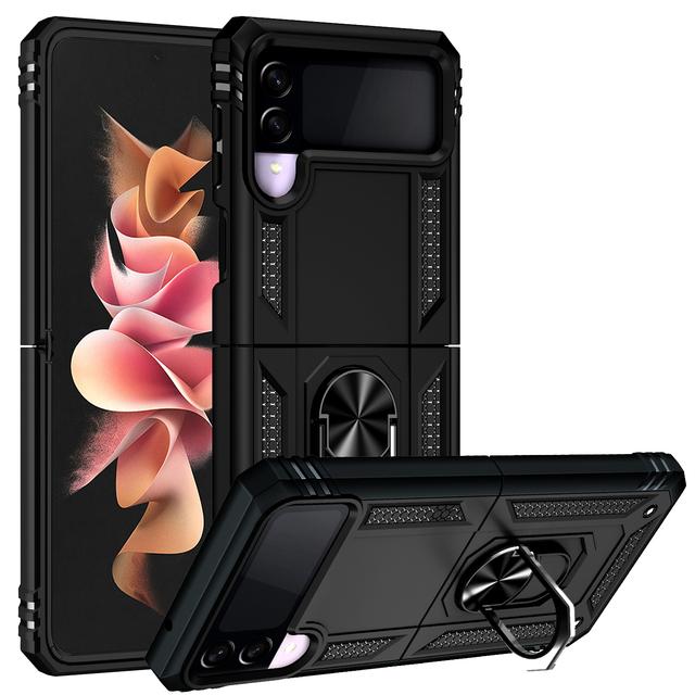 Чехол для Samsung Galaxy Z Flip 4 Flip 3, держатель с кольцом на палец, подставка, чехол-подставка военного класса, чехлы для телефонов для Z Flip4