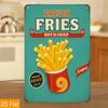 1PC Tin Sign - Movie Theater Lobby Food French Fries/Popcorn, Cinema Home Bar Cafe Wall Decor, 8x12 Inch