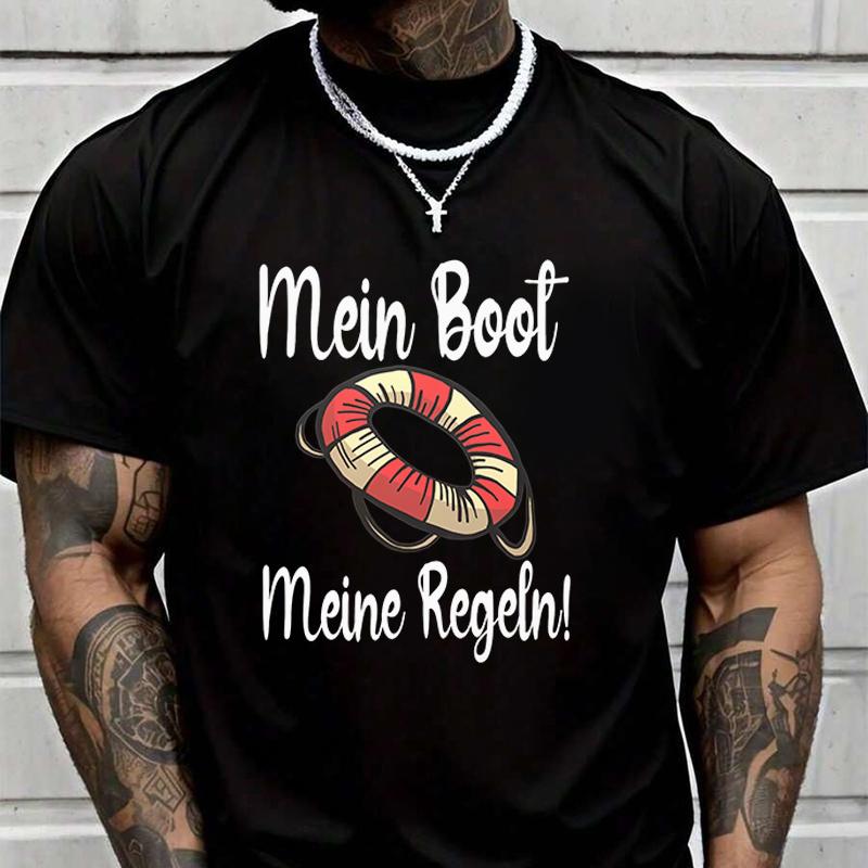 My Boat My Rules Men's Graphic Print T-Shirt Fashionable Casual Street Suitable For Travel And