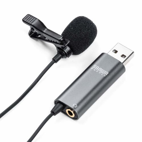 Sanwa Direct USB Pin Microphone, Condenser, Compatible with Zoom, Skype, and YouTube, with Earphone and Speaker Connection, Product Code: 400-MC017