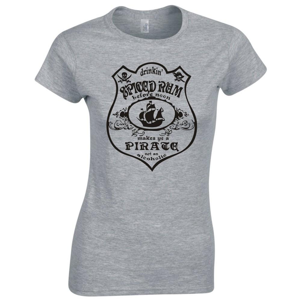 Funny Drinkin Spiced Rum Before Noon Makes Ye A Pirate Skinny Fit TShirt