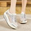 Women's Height Increase Gold Wedge Sneakers Summer Casual Thick Sole Loafers Girls Silver Minimalist Maternity Shoes