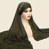 Мусульманские женщины мгновенный хиджаб с бриллиантами тюрбан надевать готовую одежду шарф ислам шаль шарфы Амира палантин платок обертывание повязка на голову