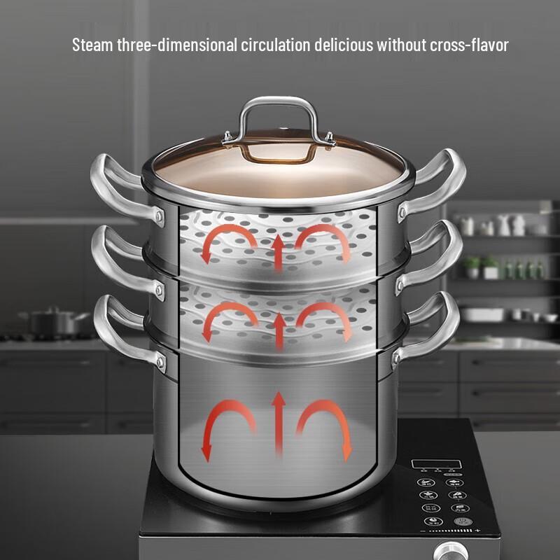 Konbach 3-Tier 304 Stainless Steel Steamer Pot