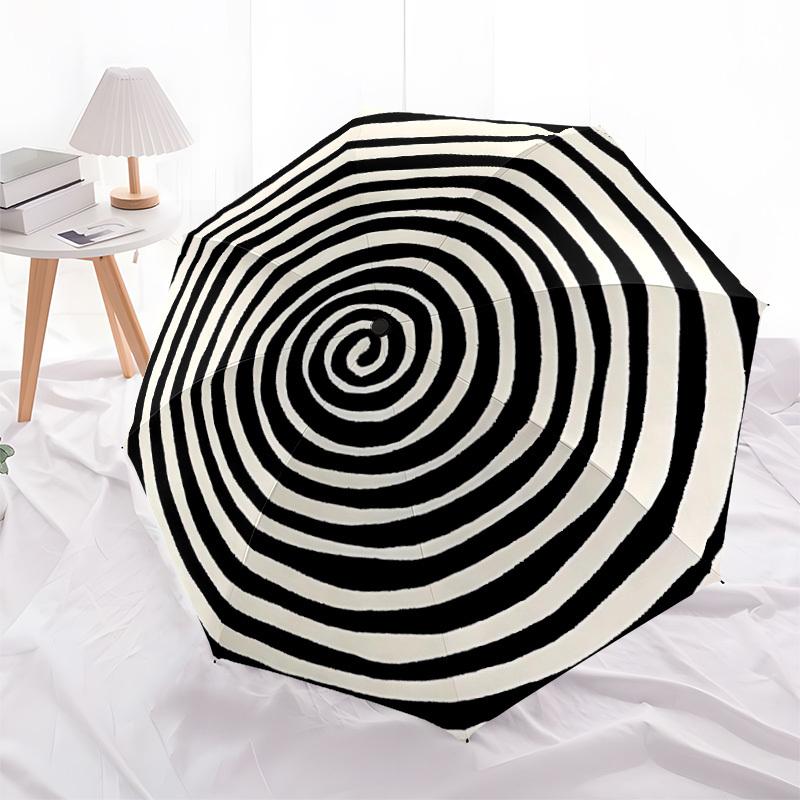 1pc Spiral Pattern Automatic Open/Close Umbrella, Windproof, Folding Compact Umbrella with Lightweight Design for Women/Men102