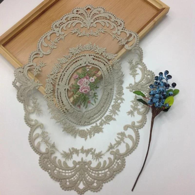 1PC Dinning Table Cover Embroidered Table Cloth Elegant Round Lace Tablecloth Coffee Coasters Napkin Party Wedding Decoration