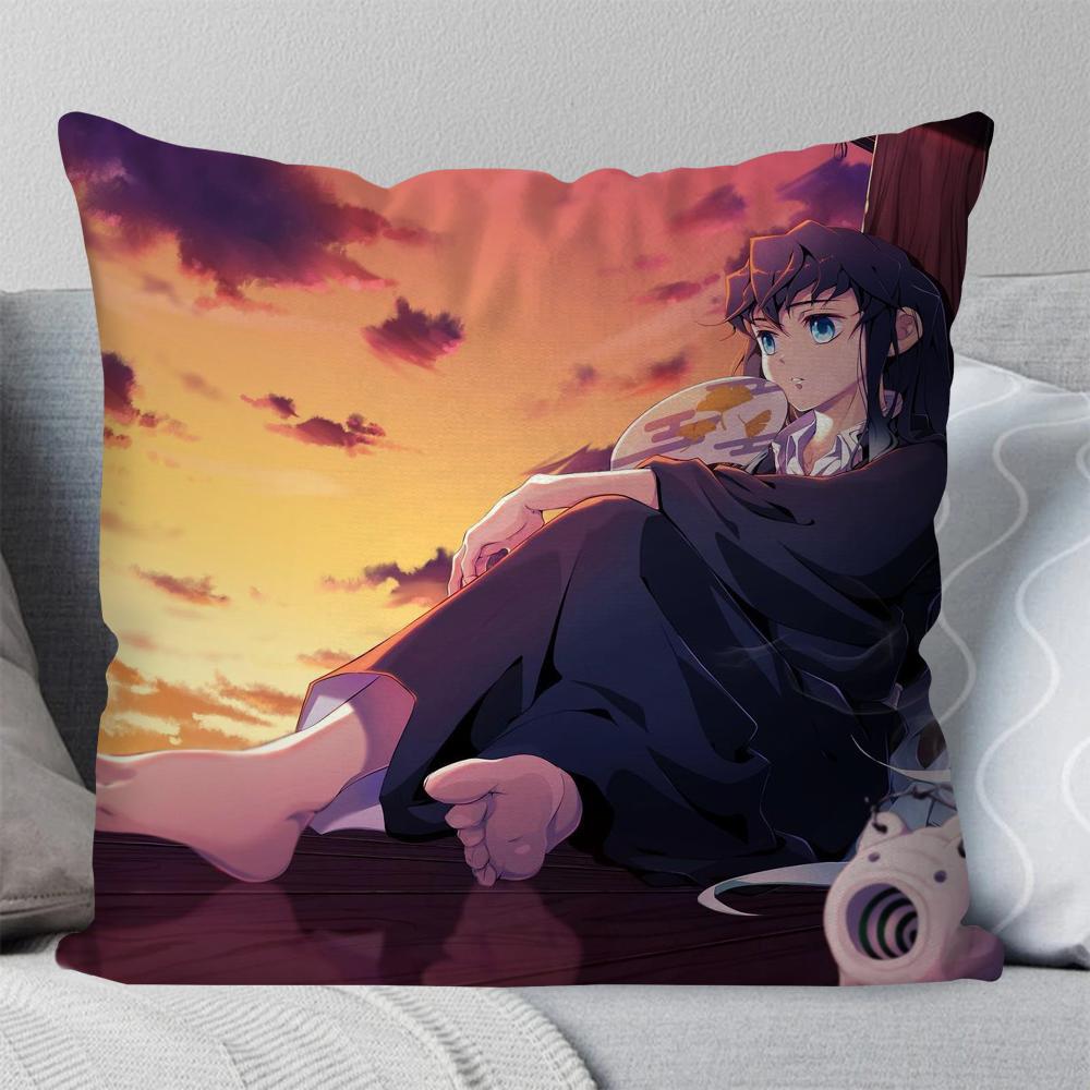 1Pc Tokitou Muichiro Animation Demo Slayer Blade Pillow Case Square Pillow Bedroom Sofa Leisureliving Room Home Decoration 40X40