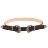 Wide Carved Buckle Belt American Style PU Vintage Waistband Fashion Double Buckle Waist Belt  Women