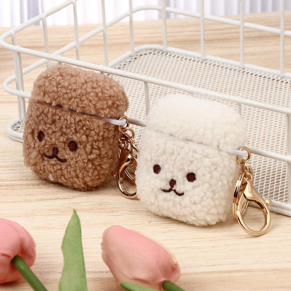 Fashion Silicone Cute Earphone Cover Fluffy Bear Earphone Case Headphones Fur Case Headphone Box