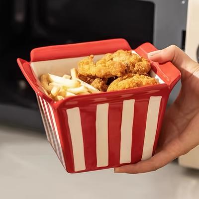 1 шт., Яркая миска для попкорна, Керамическая миска в форме картофеля фри, Симпатичная фруктовая миска, Десертная миска для закусок, Креативная домашняя салатница