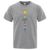 Sistema Solar Cósmico Planetas Imprimir Manga Curta Homens Rua Casual T Roupas Soltas Oversized T Camisa Masculina Verão Algodão