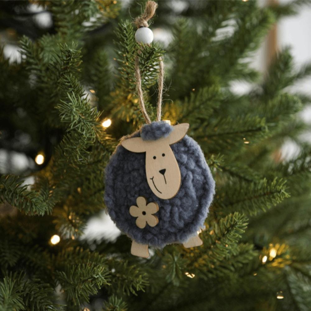 Sheep Shape Christmas Ornament Felt Material Felt Pendant Cute Xmas Hanging Charm Gift Decoration